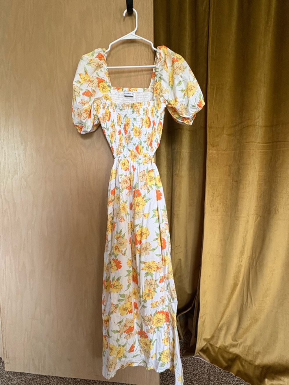 Faithfull the Brand Floral Puff-Sleeve Maxi Dress with Open Back